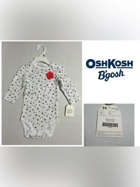 🆕OSHKOSH - 9M - NWT - INFANT GIRLS FLORAL SILVER SPARKLE BODYSUIT / ONESIE